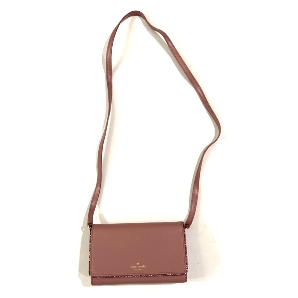 KATE SPADE Pink Crossbody Flap Purse with Glitter Trim